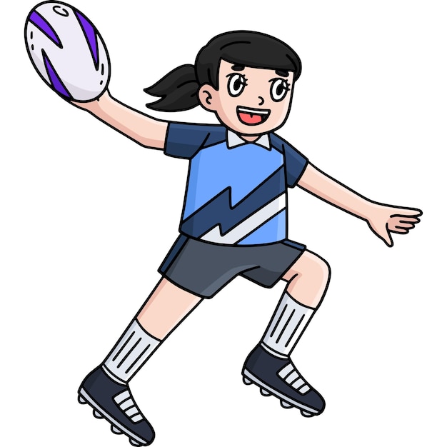 Une joueuse de rugby qui passe une balle Clipart de dessin animé