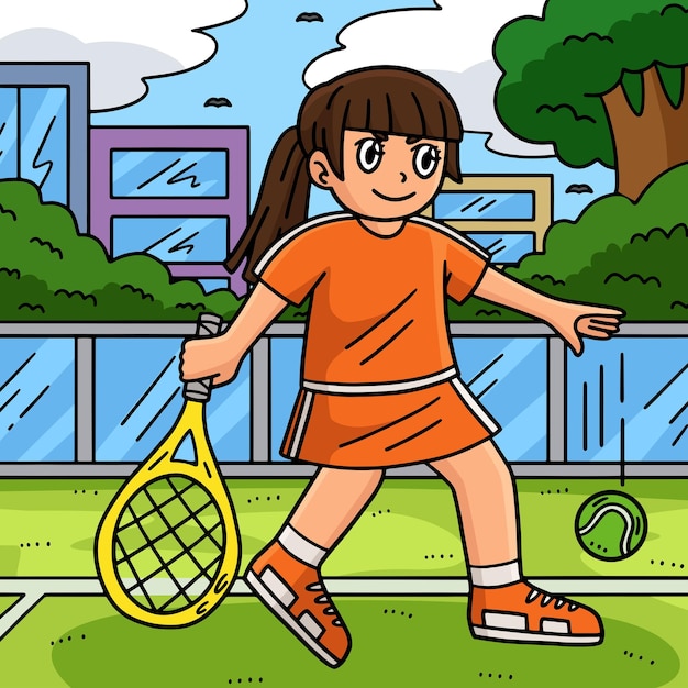 Joueuse de tennis à la balle de dribble colorée