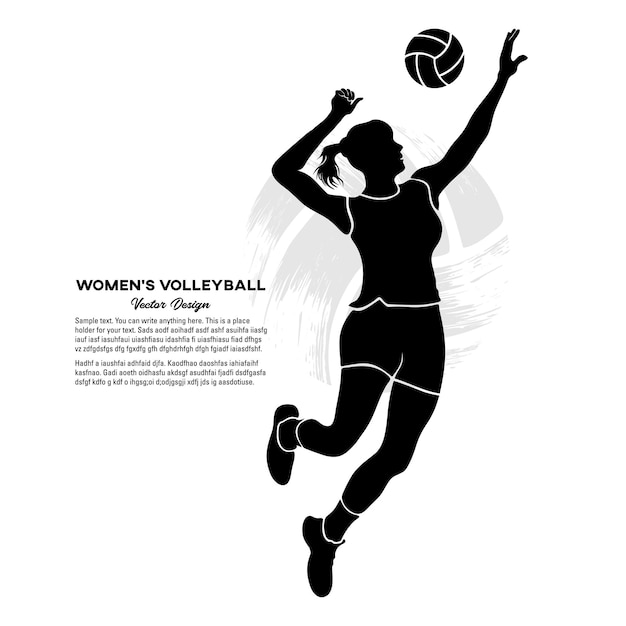 Joueuse De Volley-ball Frappant La Balle. Illustration Vectorielle