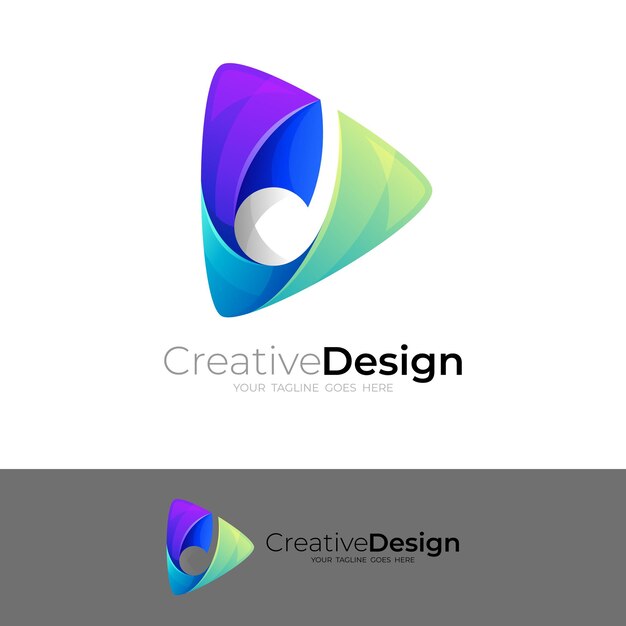 Jouez la combinaison de conception de logo et de mélodie, 3d coloré