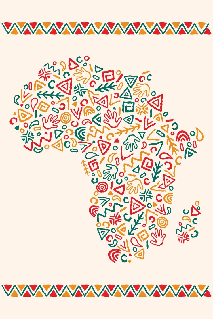 Vecteur jour de l'art tribal de l'afrique forme du continent célébrant l'unité africaine eps 10 illustration vectorielle