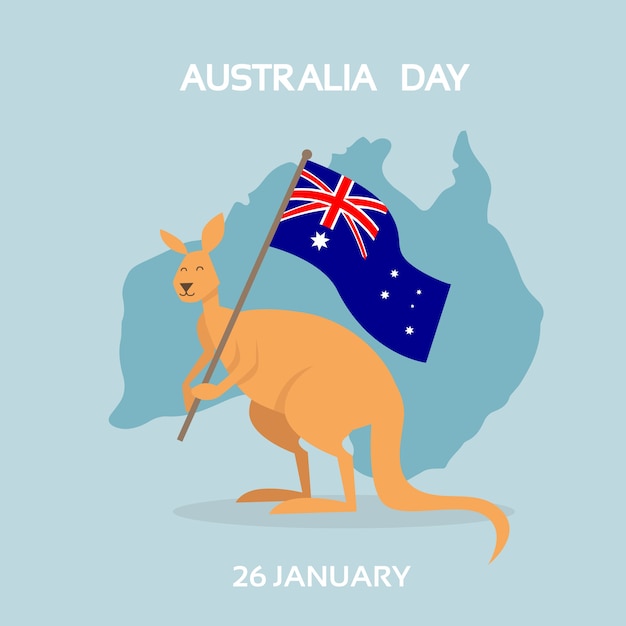 Jour de l&#39;Australie Drapeau du Kangourou Carte du pays national
