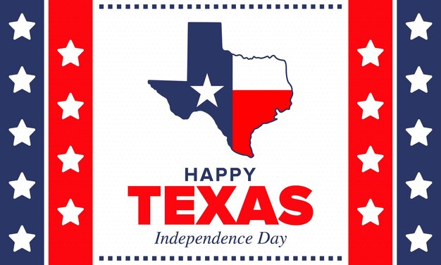 Vecteur jour de l'indépendance du texas fête de la liberté aux états-unis drapeau de l'étoile solitaire drapeau du texas art vectoriel