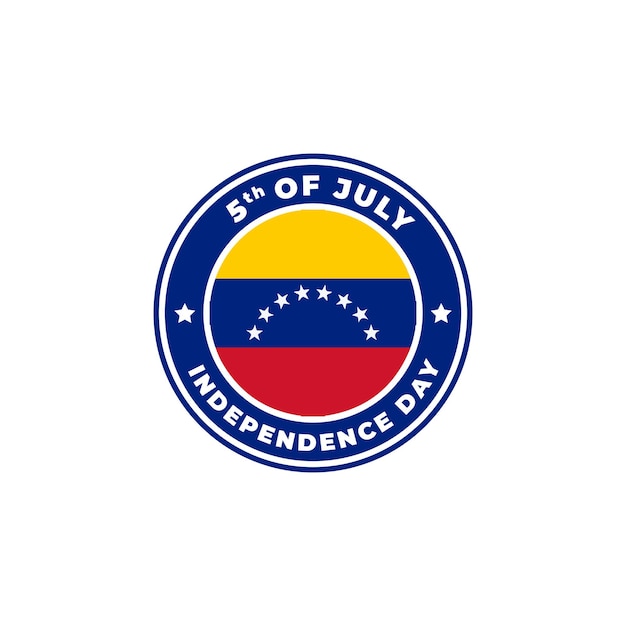 Jour De L'indépendance Du Venezuela 5 Juillet Logo Badge Pour étiquette Signe Symbole Timbre Emblème Icône Vecteur