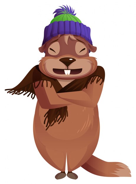 Vecteur le jour de la marmotte est froid. prévisions météorologiques hivernales gelées pour la marmotte