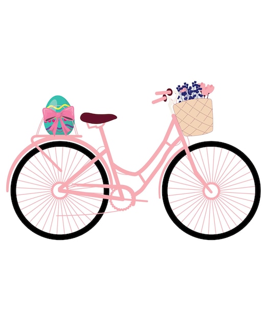 Le Jour De Pâques Vélo Avec Des Fleurs Dans Un Panier