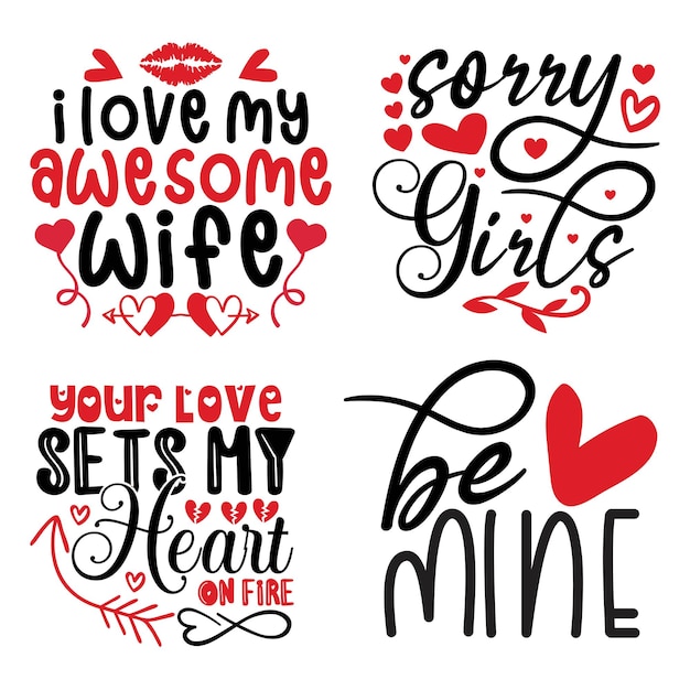 Jour De La Saint-valentin Svg Et T-shirt Design Bundle Saint-valentin Svg Quotes Design T-shirt Bundle