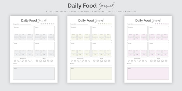Vecteur journal alimentaire quotidien et modèle de design d'intérieur de cahier de journal de bord de planificateur de produits laitiers alimentaires
