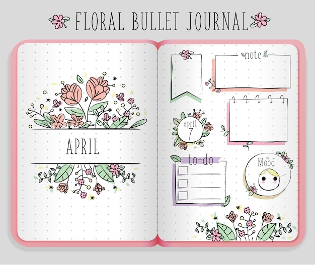 Vecteur journal de balle floral