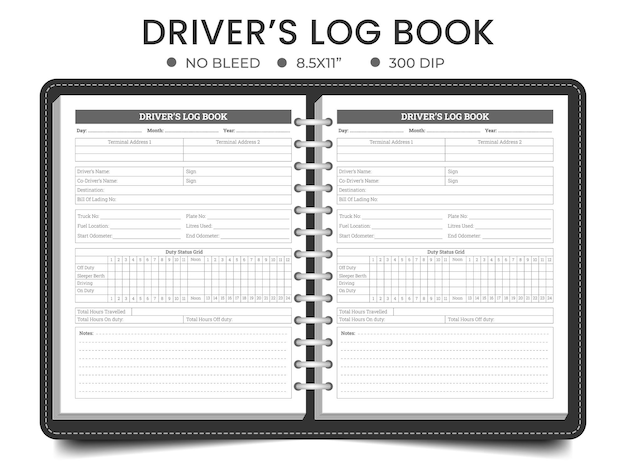 Journal De Bord Du Conducteur Pour Enregistrer Les Détails Du Véhicule, Les Trajets Et Le Journal De Kilométrage