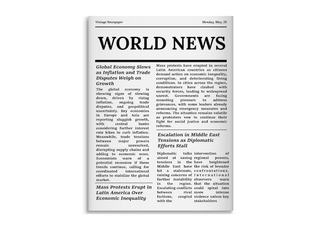 Un journal avec des informations à l'ancienne