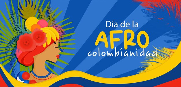 Vecteur journée afrocolombienne en colombie bannière horizontale