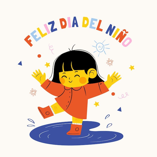 Journée des enfants plats en illustration espagnole