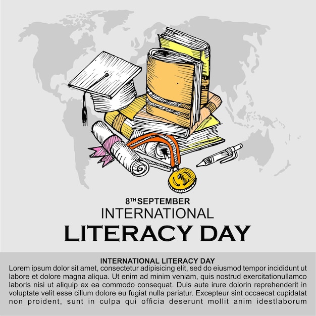 Journée Internationale De L'alphabétisation, 8 Septembre, Affiche Vecteur