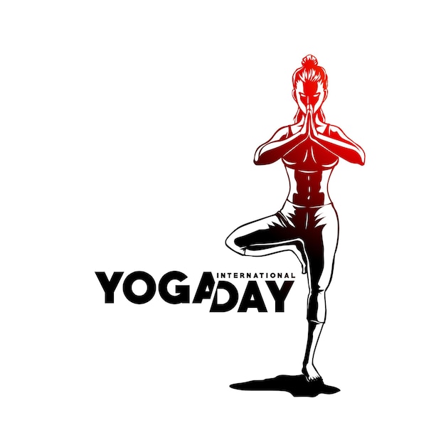 Journée Internationale Du Yoga 21 Juin Jeune Femme Médite Abstract Post Ad Banner Vector Illustration