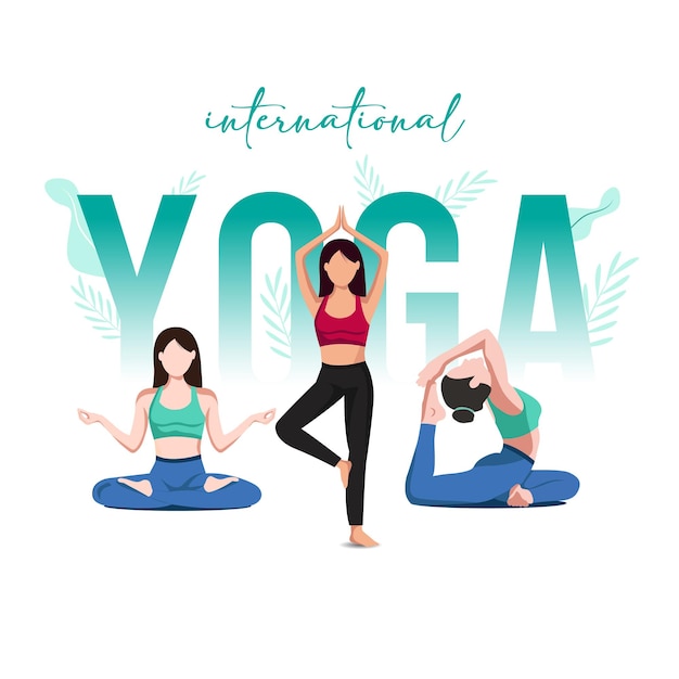 Vecteur journée internationale du yoga illustration vectorielle vecteur plat minimal