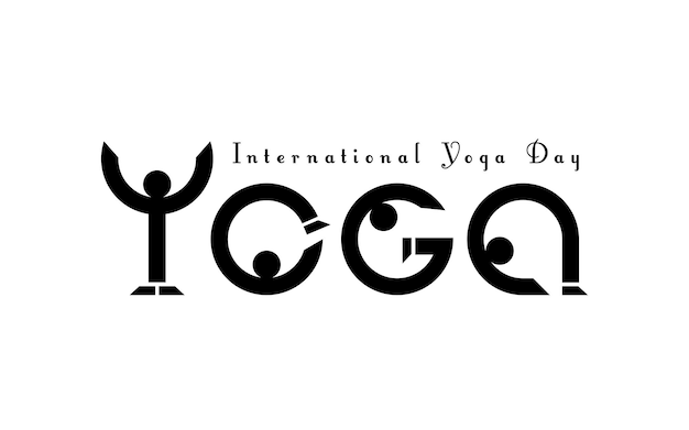 Journée Internationale Du Yoga Le Mot Yoga Est Composé De Figures Simplifiées Pour La Conception De Cartes De Vœux