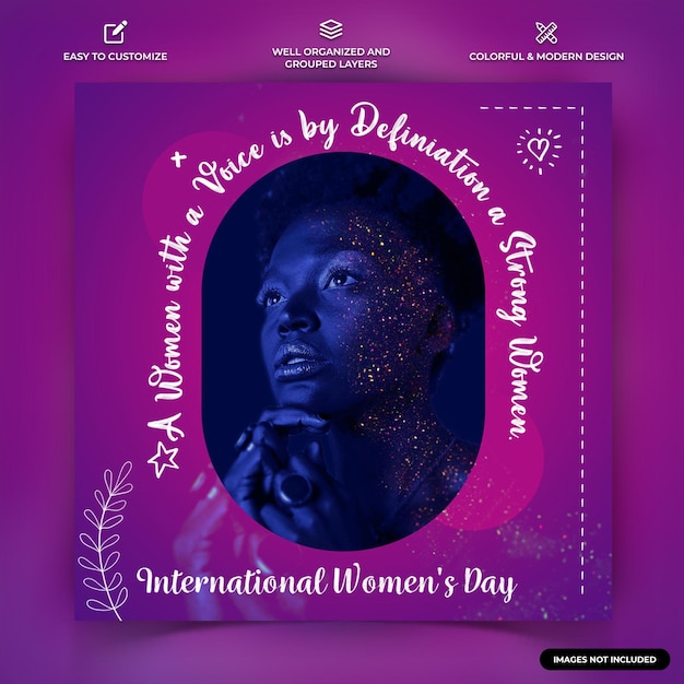 Vecteur la journée internationale de la femme sur les réseaux sociaux instagram