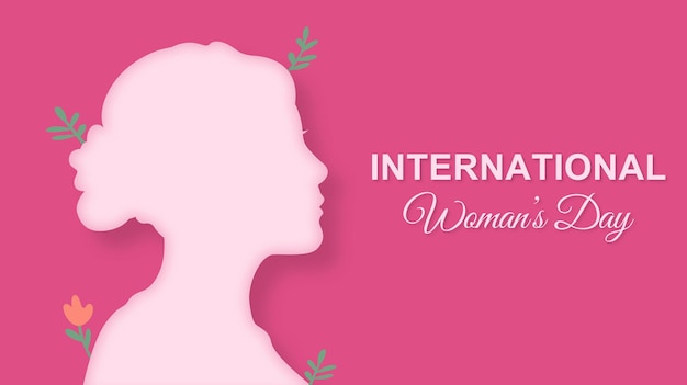 Journée internationale de la femme silhouette fond rose