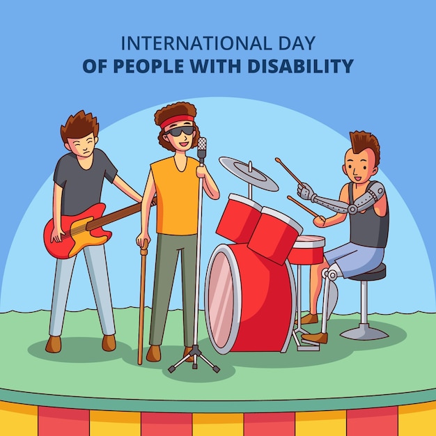 Journée Internationale Des Personnes Handicapées Dessinée à La Main