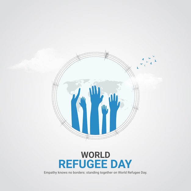 Vecteur journée internationale des réfugiés journée mondiale des réfugiés annonces créatives design 20 juin art vectoriel illustration 3d