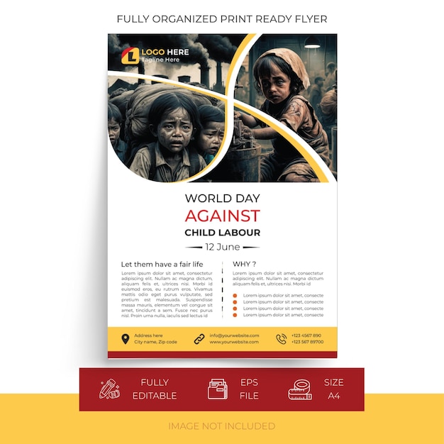 Journée mondiale contre le travail des enfants Print Ready Event Flyer Template