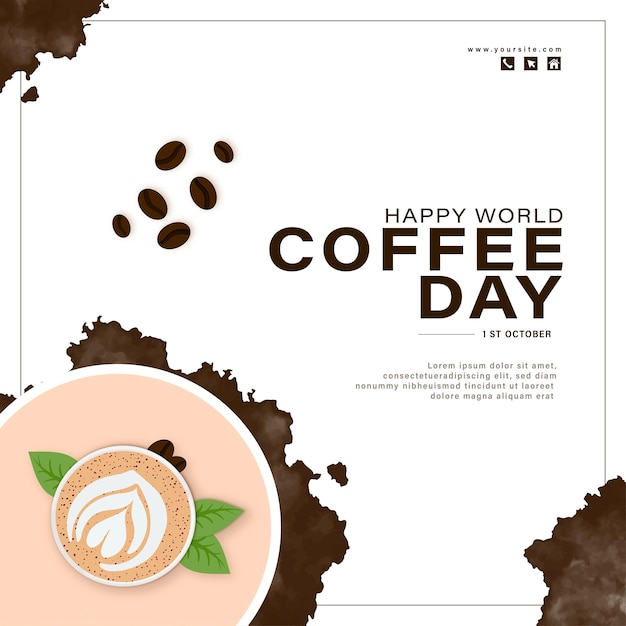 Journée Mondiale Du Café Crème Et Fond De Couleur Chocolat Tasse De Café Post Sur Les Médias Sociaux