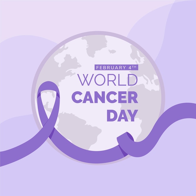 Journée mondiale du cancer au design plat