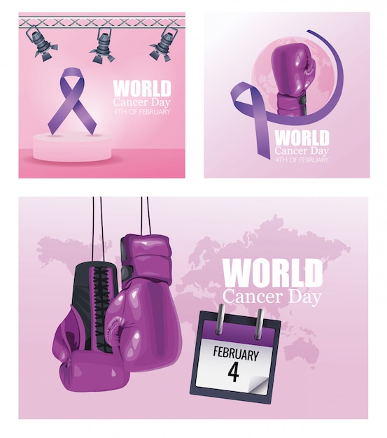 Journée Mondiale Du Cancer Définie Des Icônes D'affiche