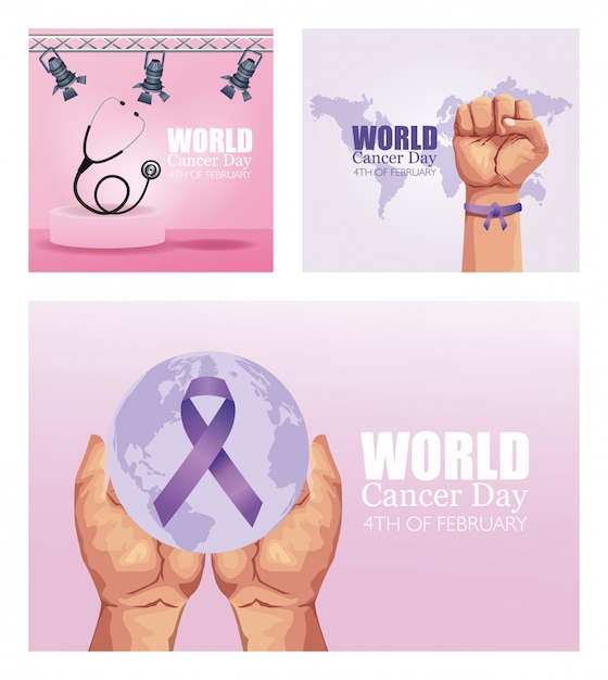 Journée Mondiale Du Cancer Définie Des Icônes D'affiche