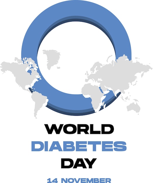 Journée Mondiale Du Diabète 14 Novembre Illustration Vectorielle Avec Cercle Et Carte Du Monde Pour Affiche