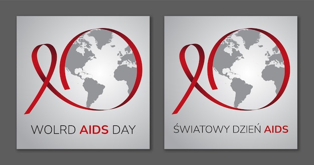 Journée mondiale du sida. Anglais et polonais. Conception de vecteur.