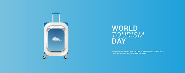 Vecteur journée mondiale du tourisme concept de voyage avec vecteur gratuit de bagages