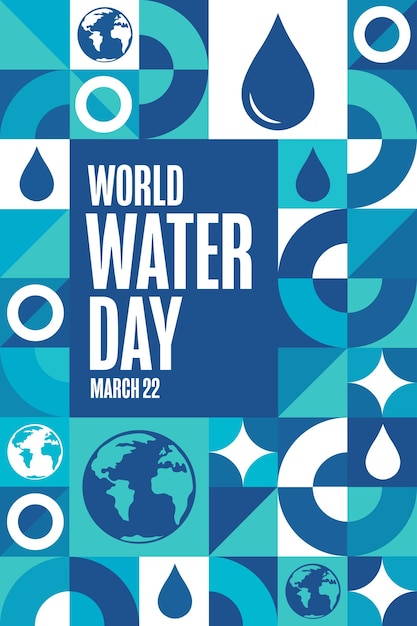 Journée Mondiale De L'eau 22 Mars Concept De Fête Modèle D'affiche De Carte De Bannière D'arrière-plan Avec Inscription De Texte Illustration Vectorielle Eps10