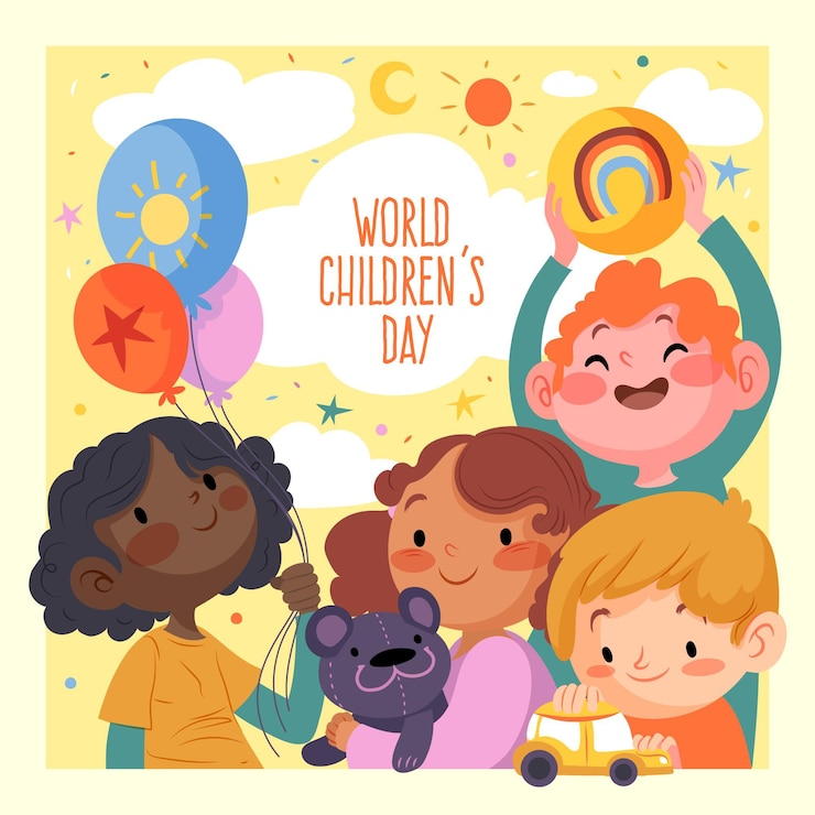 Vecteur journée mondiale des enfants dessinés à la main