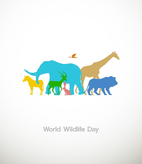 Journée mondiale de la faune Journée de la Faune avec l'animal dans la forêt Design créatif de la faunique