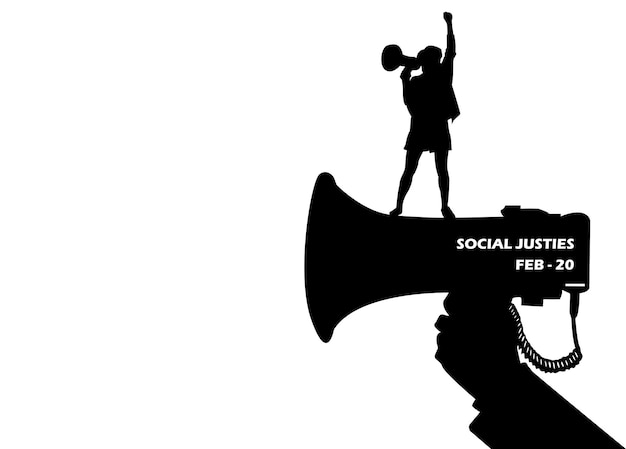 Vecteur journée mondiale de la justice sociale vecteur femmes avec main levée silhouette icône vecteur jour de justice sociale
