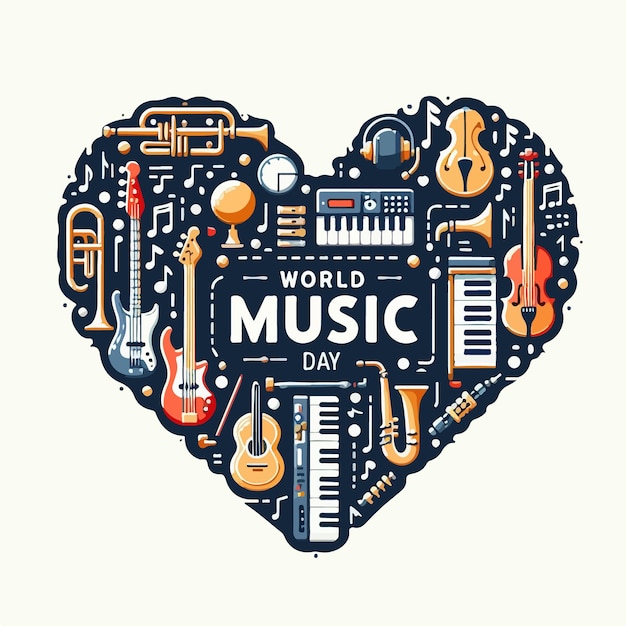 Journée mondiale de la musique célébration vectorielle illustration arrière-plan des médias sociaux concept de poste