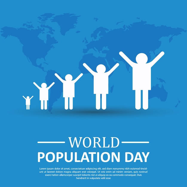 Journée mondiale de la population avec carte du monde et symbole de la population