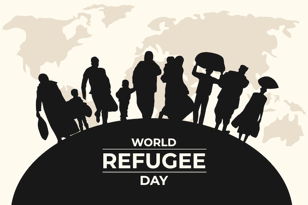 Vecteur journée mondiale des réfugiés de silhouettes