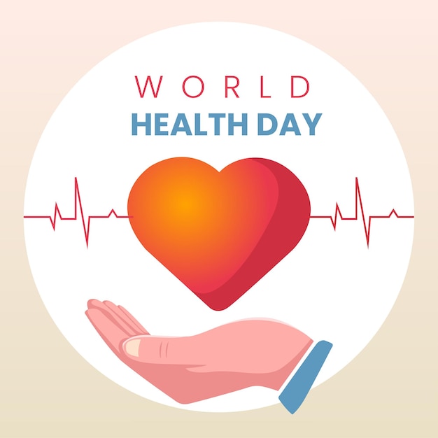 Journée mondiale de la santé avec cœur et mains salvatrices