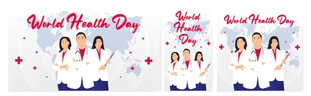 Vecteur journée mondiale de la santé mode de vie sain modèle de publication sur les réseaux sociaux