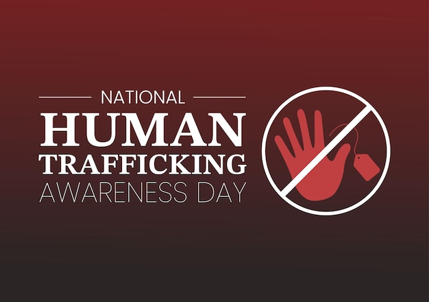Vecteur journée nationale de sensibilisation à la traite des êtres humains pour gérer la vie et la violence dans la société en illustration