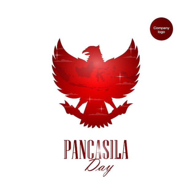 Journée Pancasila avec un design simple sur fond blanc et une illustration de Garuda