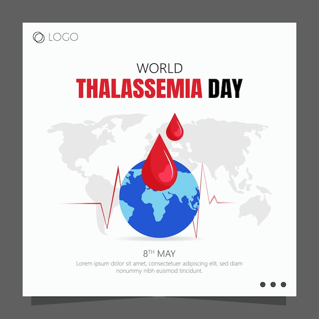 Vecteur la journée de la thalassémie sensibilise à la thalessémie, une maladie génétique du sang qui affecte l'hémoglobine.