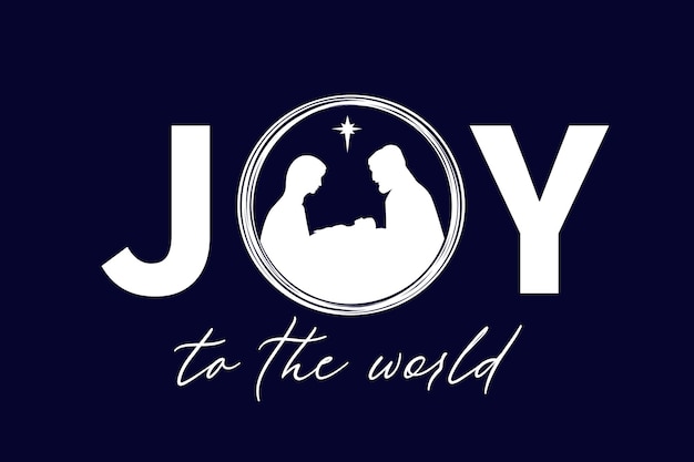 Joy Au Concept De Fête Mondiale Avec Des Silhouettes De La Nativité Une Typographie Créative