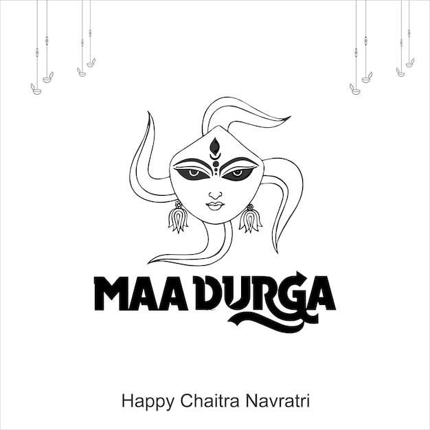 joyeuse célébration de chaitra navratri la déesse Durga face dans la joyeuse Dussehra Subh Navratri