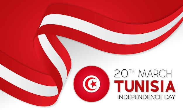 Vecteur joyeuse célébration de la fête de l'indépendance de la tunisie chaque année le 20 mars, fête nationale de la tunésie.