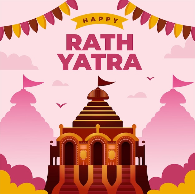 Vecteur joyeuse célébration de rath yatra pour le modèle de conception de publication sur les réseaux sociaux