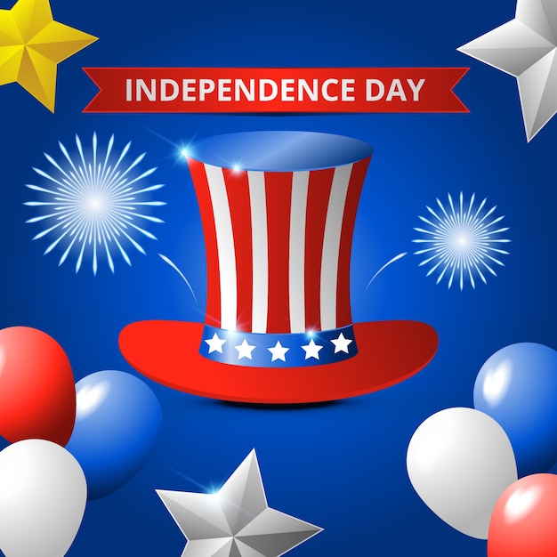 Vecteur joyeuse fête de l'indépendance des etats-unis, le 4 juillet.